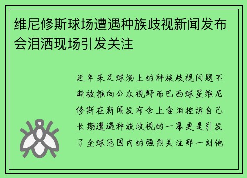 维尼修斯球场遭遇种族歧视新闻发布会泪洒现场引发关注